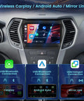 Hyundai Santa Fe 2013 2017 Android Car Stereo 9 Inch Touchscreen With Wireless CarPlay And Android Auto GPS Navigation
