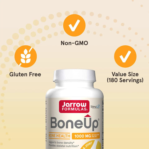 BoneUp For Bone Density With Vitamin D3 And K2 Calcium Support Supplement 240 Capsules, non-GMO, gluten-free bottle image