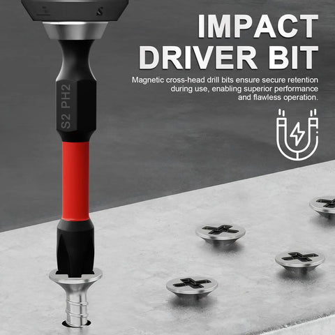 Impact driver bit from Wood Plug Cutter Drill Bit Set 16-Piece With Straight And Tapered Cutters Masonry Bits And PH2 Screwdriver Bits