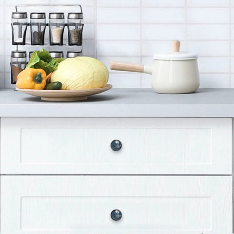 Kitchen cabinet with Butterfly And Moon Round Cabinet Knobs 4 Piece Set For Kitchen Cabinets And Drawers Glass And ABS Hardware.
