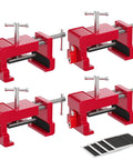 Heavy Duty Cabinet Clamps For Face Frame Cabinetry 4 Pack Red With Two Side Screws And Alignment Plate Fits Stiles 1.5 To 2 In Thick