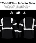 Hi Vis Safety Long Sleeve Shirt ANSI Class 2 Reflective Construction Workwear For Men Women with reflective strips front and back