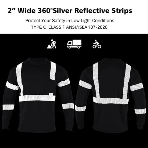 Hi Vis Safety Long Sleeve Shirt ANSI Class 2 Reflective Construction Workwear For Men Women with reflective strips front and back