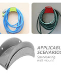 Heavy Duty Wall Mount Hose Hanger 2 Pack Sturdy Iron Metal Rack Garden Storage shown with hoses mounted on wall.