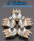 84 Piece Linear Rotary Potentiometer Kit With 5 Values B5K B10K B20K B50K B100K Ohm Top Adjustment close-up view