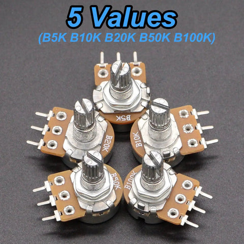 84 Piece Linear Rotary Potentiometer Kit With 5 Values B5K B10K B20K B50K B100K Ohm Top Adjustment close-up view