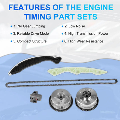 4B12 Engine Timing Chain Kit With Camshaft VVT Sprocket 2 Piece Set components display on blue background
