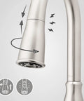High Arc Kitchen Faucet With Pull Down Sprayer And Soap Dispenser, Single Handle, Spot Defense Stainless Finish, sprayer details
