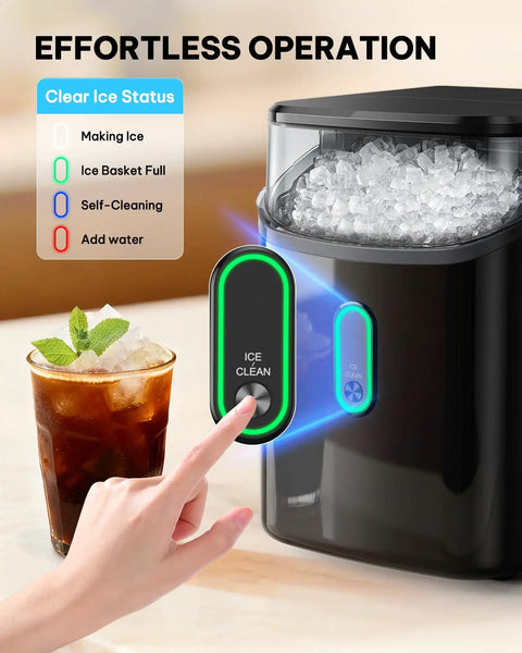 Nugget Ice Maker For Countertop With Soft Chewable Ice One Click Operation Self Cleaning Portable Ice Machine next to drink