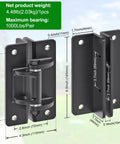 Heavy Duty Six Point Five Inch Bolt On Gate Hinges With Bearings, 1000 Lb Capacity Anti Sag L Shaped Gate Hardware, Built Tough Powder Coated Black Carbon Steel Garden Fence Barn Farm Gate, Four Pack, dimension view