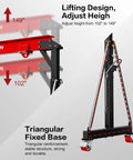 Heavy Duty 3 Ton Gantry Crane 6600 Lbs Heavy Liftin Power With Manual Trolley Hook And Shackles Portable Workshop Hoist adjustable height 102 to 149 inches.
