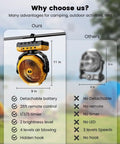 36000mAh Portable Camping Fan With Detachable Batteries Led Light And Remote Four Speeds Rechargeable For Tent Travel