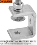 Stainless Steel C Clamps Set One And Five Eighths Inch Opening Rock Solid Heavy Duty Mounting U Clamp side view with pads