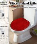 Round Bright maroon deep red colored cracked effect wall Toilet Seat installed on standard toilet with adjustable hinges.
