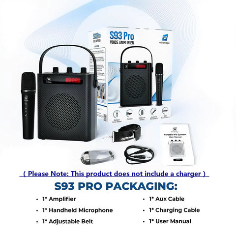 Beast 30W Portable Voice Amplifier With Wireless Mic And Bluetooth PA System, packaging includes mic and cables