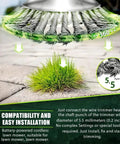 Heavy-Duty 6-Inch Steel Wire Trimmer Head Replacement For Electric Cordless String Trimmer, showcasing six high-strength blades in action on grass.