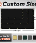 6 Foot By 50 Foot Privacy Screen Fence Heavy Duty Windscreen 220 GSM HDPE With 98 Percent Coverage Black shown with custom sizes and grommets