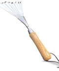 Eco Hand Rake And Soil Tiller For Gardening, 100 Percent Recycled Stainless Steel, FSC Certified Wood Ergonomic Handle