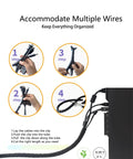 Six Pack Desk Grommet Hole Saw Kit 50 Mm Bi-Metal with drill bit hex key, cable sleeve, wire grommet installation illustration