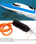 Underwater RC Boat Thruster Propeller 18KG Thrust 48V Output 4000RPM Aluminum CNC Propeller shown with boat and cables