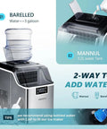 Countertop Ice Cube Maker Machine With 2 Ways To Add Water showing barreled and manual methods for home and office use