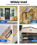 Boss Grade Rock Solid Wall Mount Hand Rail No Sweat Grip U Shape Safety Grab Bar For Indoor Outside Porch Steps Garage Entryway 16 Inch Durable Steel Stair Handle in entry, porch, stairs, and garage settings.