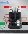 Starter Solenoid Relay Switch 12V 3 Terminals Intermittent Duty Replacement For Sportsman ATV UTV 250 300 335 400 500 600 700 Fits Sportsman Models And Replacement Numbers 4010930 4011335 3085521 3087196, 3-terminal wiring view