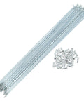 36 Set 14G Bicycle Spokes 297mm For Wheel Building Galvanized Carbon Steel Silver Tone With 2mm Diameter Elbows And 4mm Nipples Kit