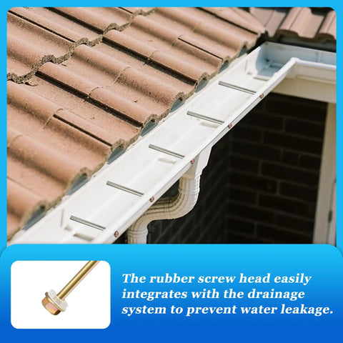 Installed 10 Pack 7 Inch Gutter Screws With Stainless Steel Sleeves And Set Nails on a house gutter with tiled roof