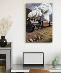 Dope Steam Locomotive Train Wall Art For Living Room And Office, Modern Canvas Print Framed Painting, 12x18 inch on wall above desk