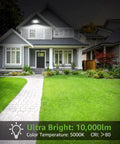 Home illuminated by 100W LED Flood Light Outdoor Waterproof Floodlight 10000 Lumens Crazy Bright Daylight White 5000K