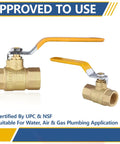 Heavy Duty 3/4 Inch Full Port Brass Ball Valve 600 WOG FNPT FIP Threaded For Air Water Oil Plumbing 5 Pack