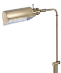 Antique Brass Floor Lamp With Adjustable Height And Swivel Head, Classic Mid Century Modern Vibe, 50 Inch Tall, close-up view