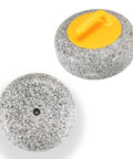 Red Granite Curling Stone For Indoor And Outdoor Curling Games with yellow handle and smooth granite surface
