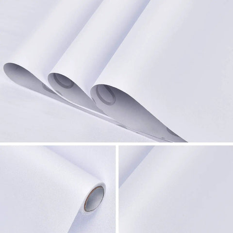 Peel And Stick White Wallpaper Self Adhesive Removable Thick Waterproof For Kitchen Countertops Cabinets Wardrobes 23.6In X 16.4Ft