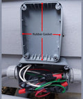 IP66 Waterproof Junction Box Weatherproof Electrical Enclosure For Outdoor Lighting And Wiring, 4.9 X 3.3 X 2.3 Inch, PVC And ABS Project Box Fits 20mm Cable Glands, Dustproof, Rugged, Corrosion Resistant, Grey 100 Pack open with rubber gasket and wired cables