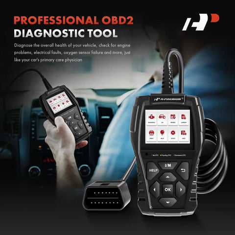 Pro OBD2 Scanner For Cars Car Diagnostic Tool With OBDII EOBD Code Reader shown with screen and connector