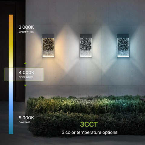 Bubble Glass LED Wall Light Fixture 10 Inch Sleek Dope 10W 400LM 120V 3CCT 3000K-5000K mounted on interior wall showcasing light modes.
