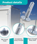 10 X 3/4 Inch Self Tapping Sheet Metal Screws For Enclosed Trailers with big round head and sharp threads for easy installation.