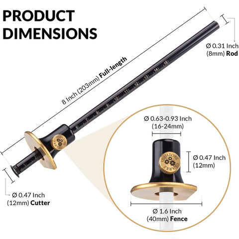 Pro Grade Wheel Marking Gauge With Replacement Cutters, Woodworking Marking Scriber Kit dimensions and metal components