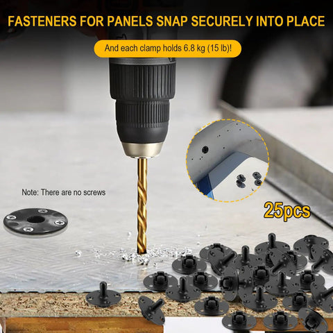 25 Pack Dang Tough Panel Fasteners For Boat And RV Wall Trim Clip Sets Rock Solid 15 Pound Grip installation process with drill and clips