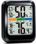 Room Thermometer And Hygrometer Real Time Temperature And Humidity Monitor With Fast Five Second Refresh High Accuracy Digital Meter With 24 Hour Max Min Data Ideal For Humidifiers And Air Conditioning Control black front view