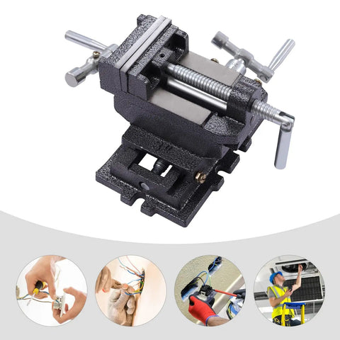 Heavy-Duty X-Y Compound Cross Slide Vise with Precision Scale, sturdy cast iron design for precision metal projects.