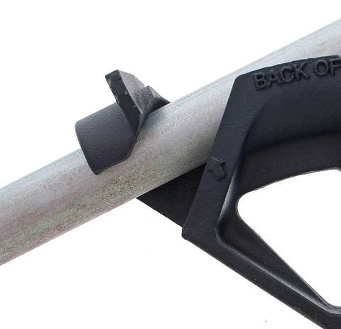 Close-up of Ductile Iron Conduit Pipe Bender Head For Three Quarter Inch EMT Pipes in use, showing precise bend detail.