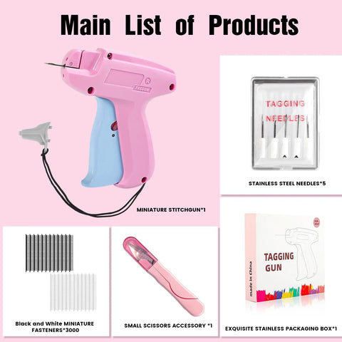 Pro Grade Dope Fabric Stitch Gun And Tagging Tool Kit For Clothes with 3000 fasteners, 5 needles, knife, and packaging