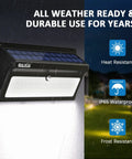 Outdoor Solar Motion Sensor Lights 100 LED Waterproof Security Wall Lights with Wide Angle for Garden Fence Front Door Yard
