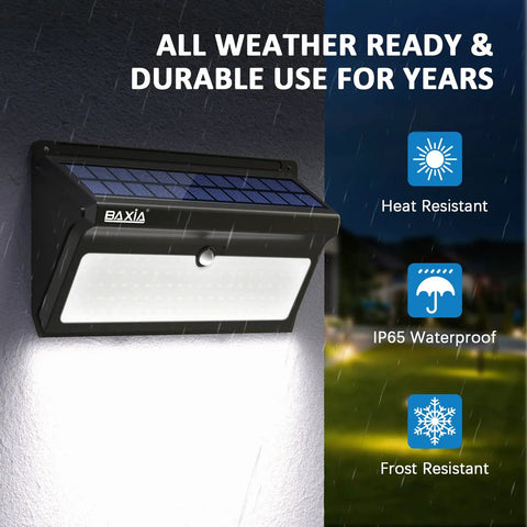 Outdoor Solar Motion Sensor Lights 100 LED Waterproof Security Wall Lights with Wide Angle for Garden Fence Front Door Yard