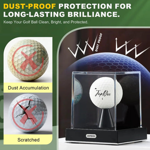 Clear Acrylic Golf Ball Display Case With Secure Locking System, Dustproof Cube Holder With Velvet Interior, Durable Base