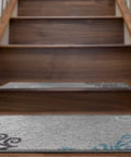 Non Slip Stair Treads Carpet Floral Gray Peel And Stick Set Of 13 8x30 Inches Easy Install on brown wood stairs