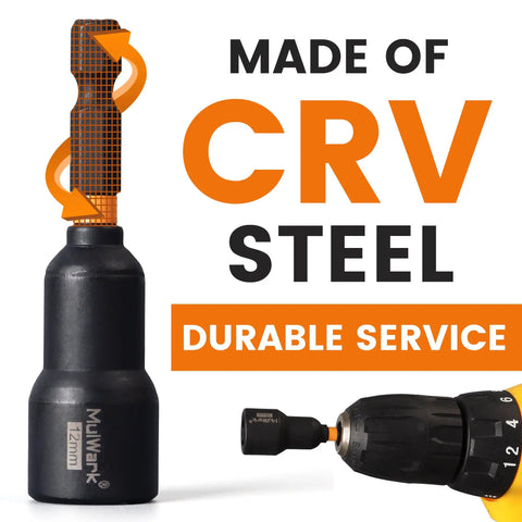 Magnetic 16 Piece Nut Driver Set For Impact Drill And Driver With Deep Quarter Inch Hex Shank CR V Steel Durability